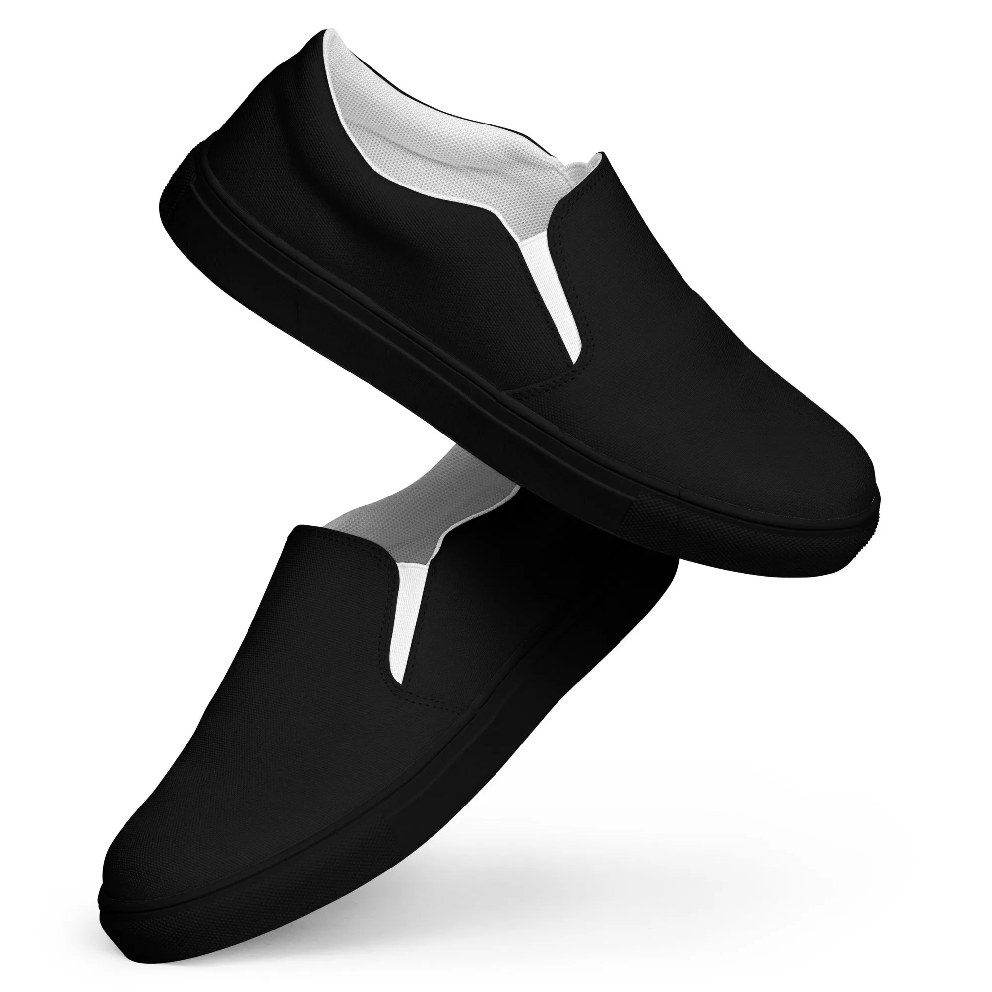 iSAW Mens Black / Black White Slip-On Canvas Shoes