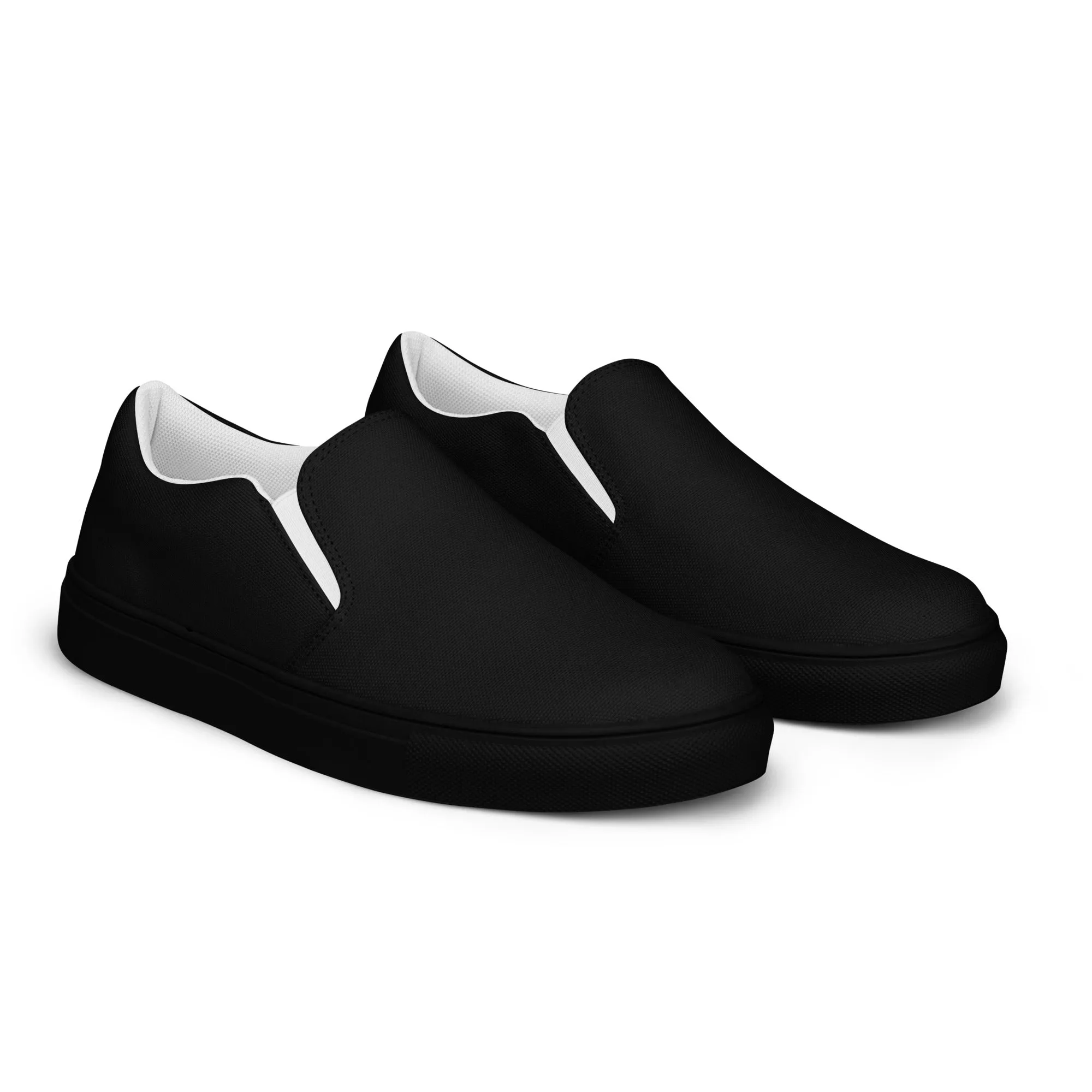 iSAW Mens Black / Black White Slip-On Canvas Shoes