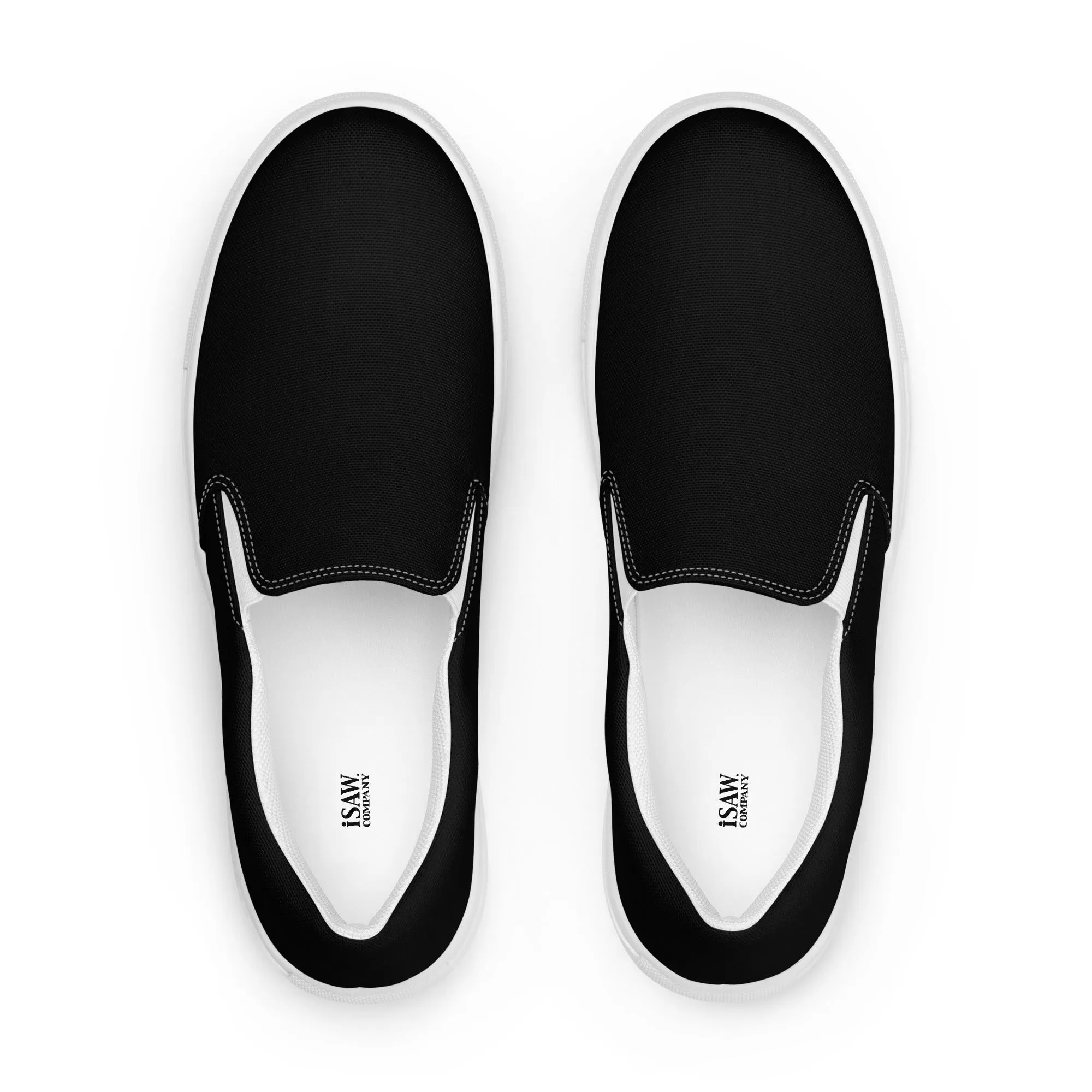 iSAW Mens Black / Black White Slip-On Canvas Shoes