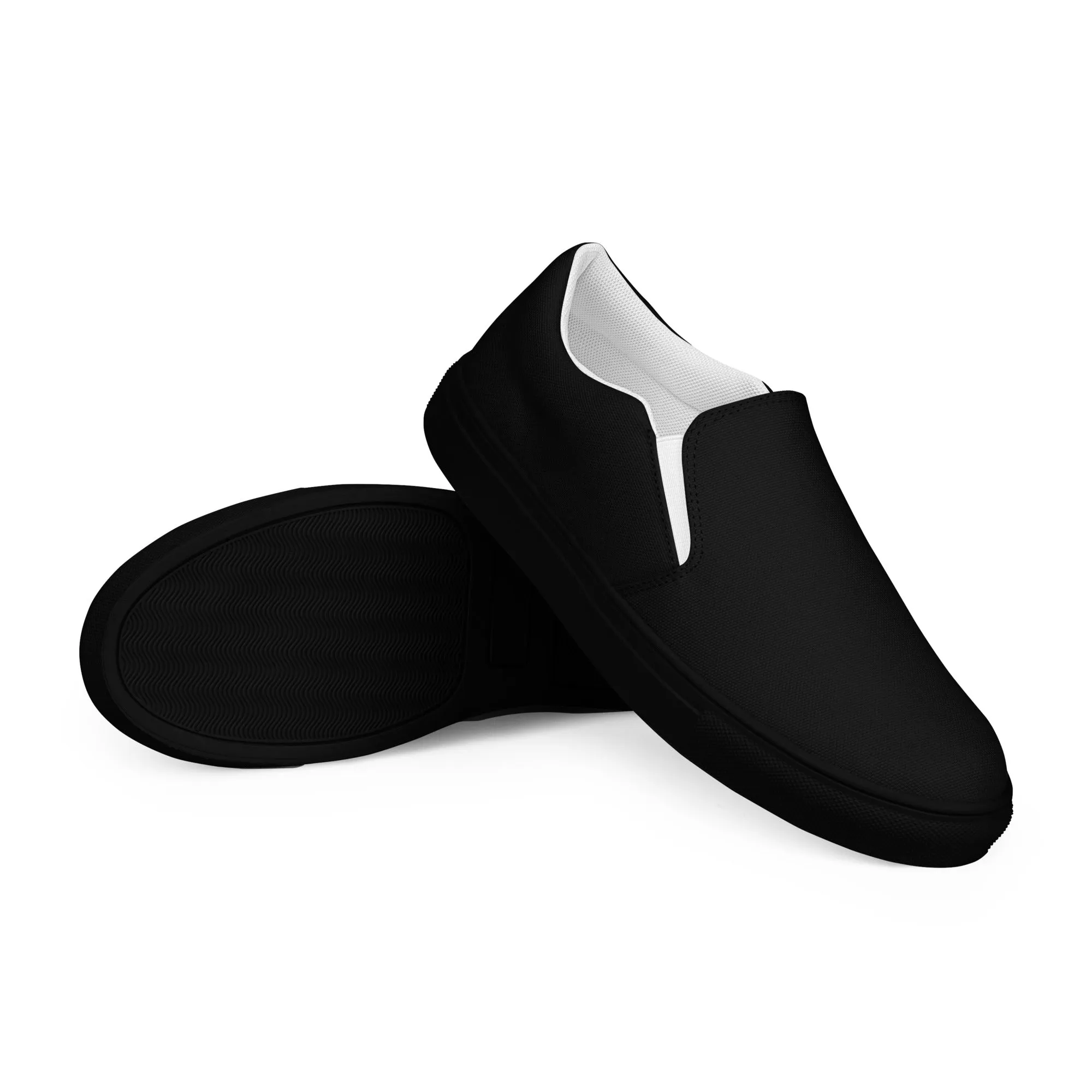 iSAW Mens Black / Black White Slip-On Canvas Shoes