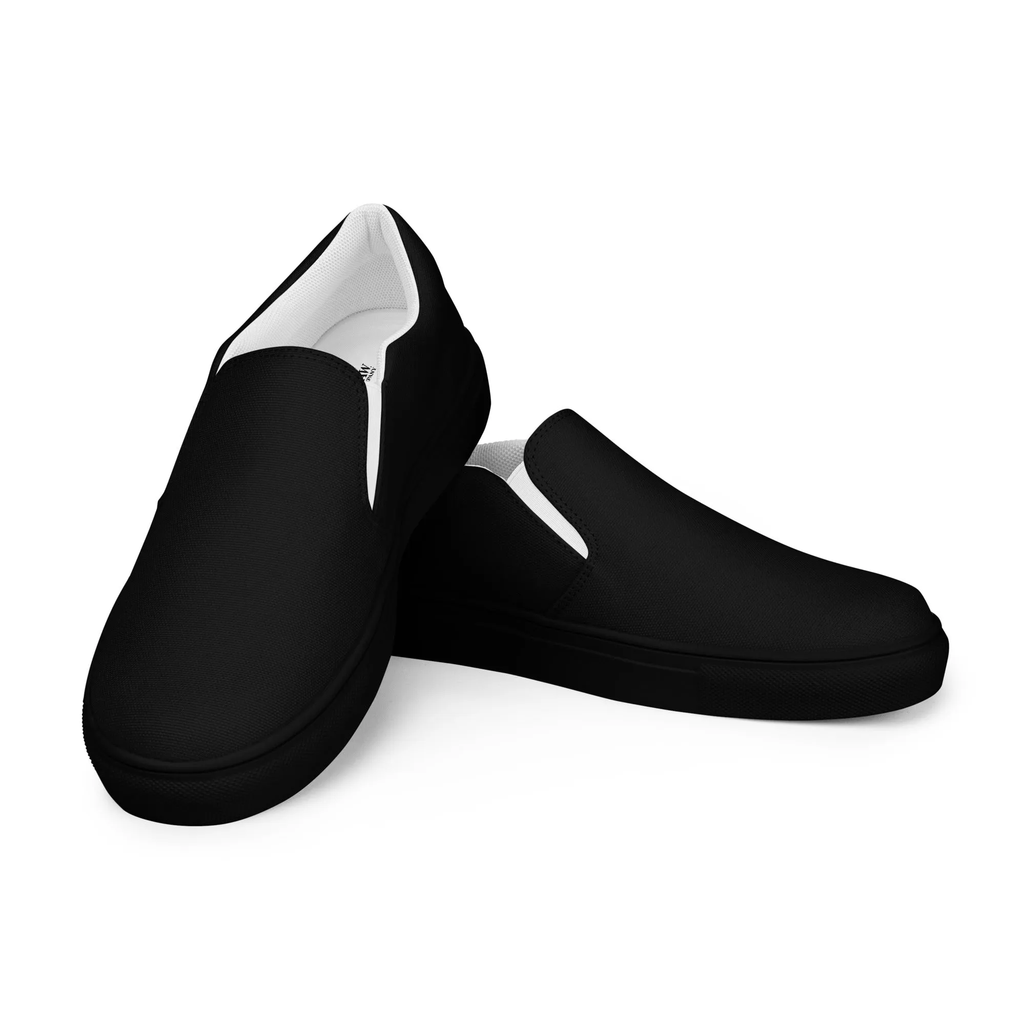 iSAW Mens Black / Black White Slip-On Canvas Shoes