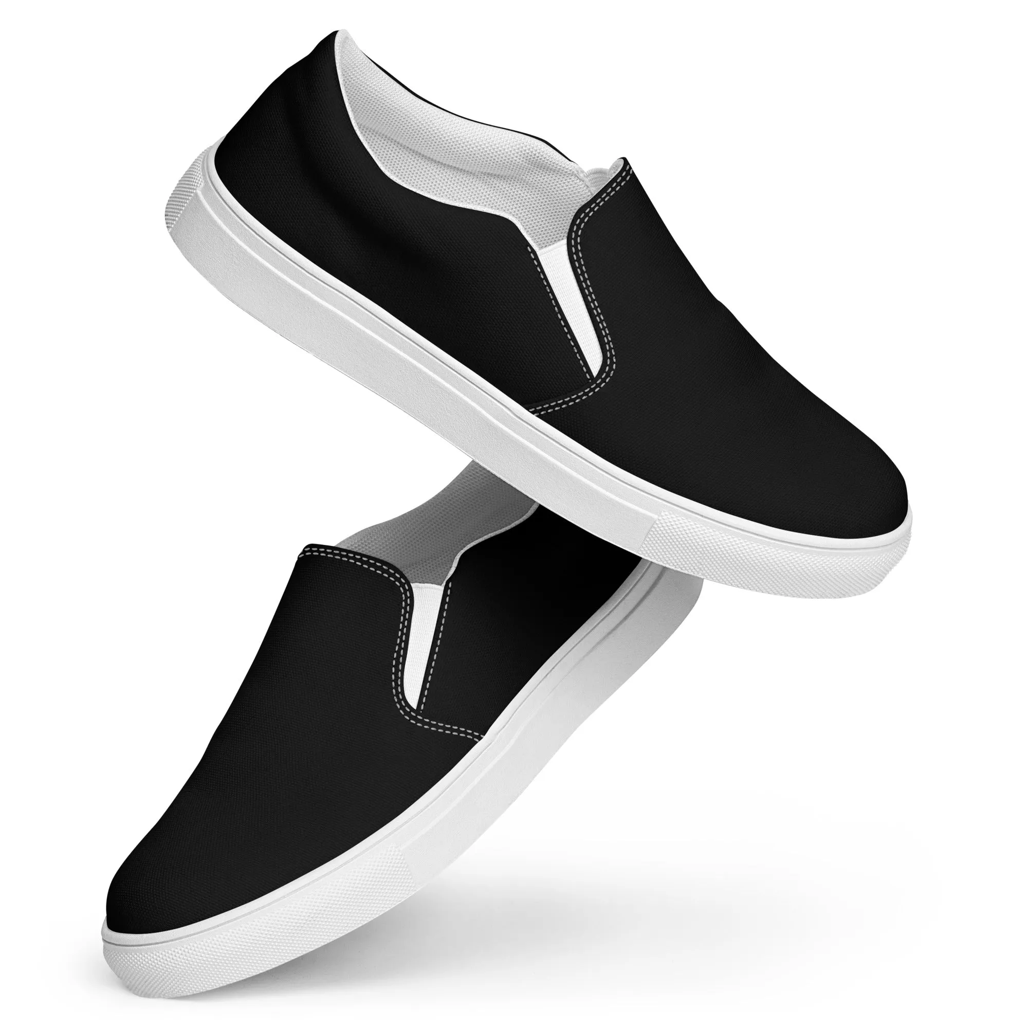 iSAW Mens Black / Black White Slip-On Canvas Shoes