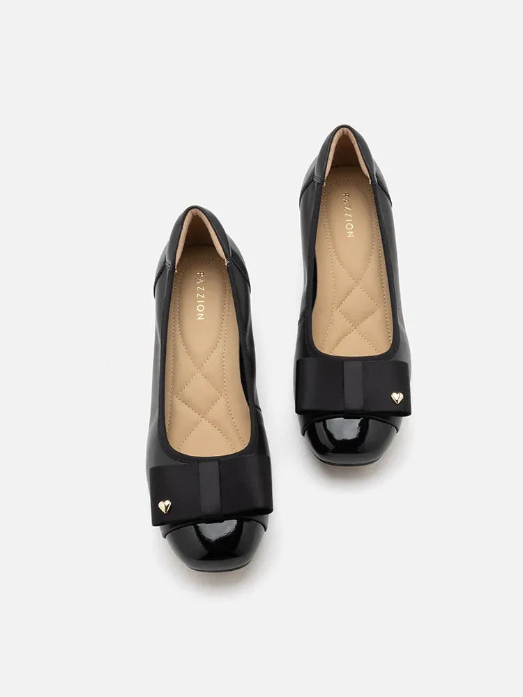 Itzel Love Embellished Bow Low Block Heels