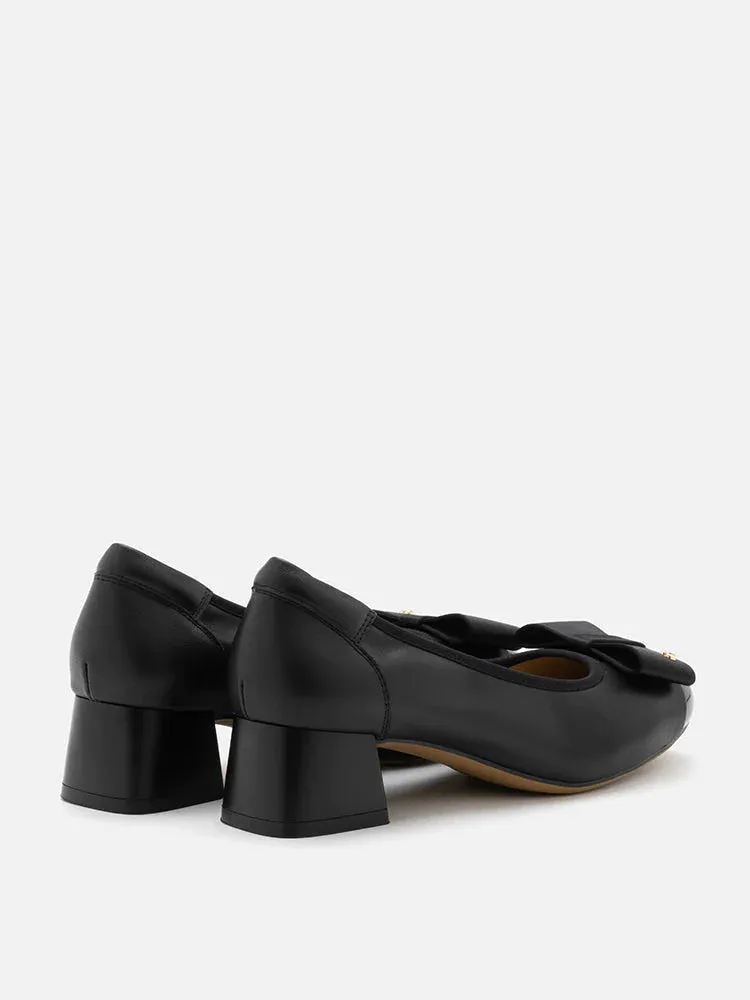Itzel Love Embellished Bow Low Block Heels