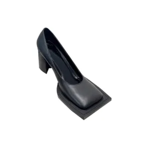 JANUC Leather Block Heel Pumps