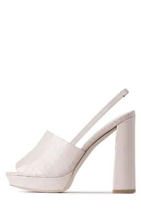 Jeffrey Campbell Chika Ivory Stone Fashion Croco Platform Block High Heel Pumps