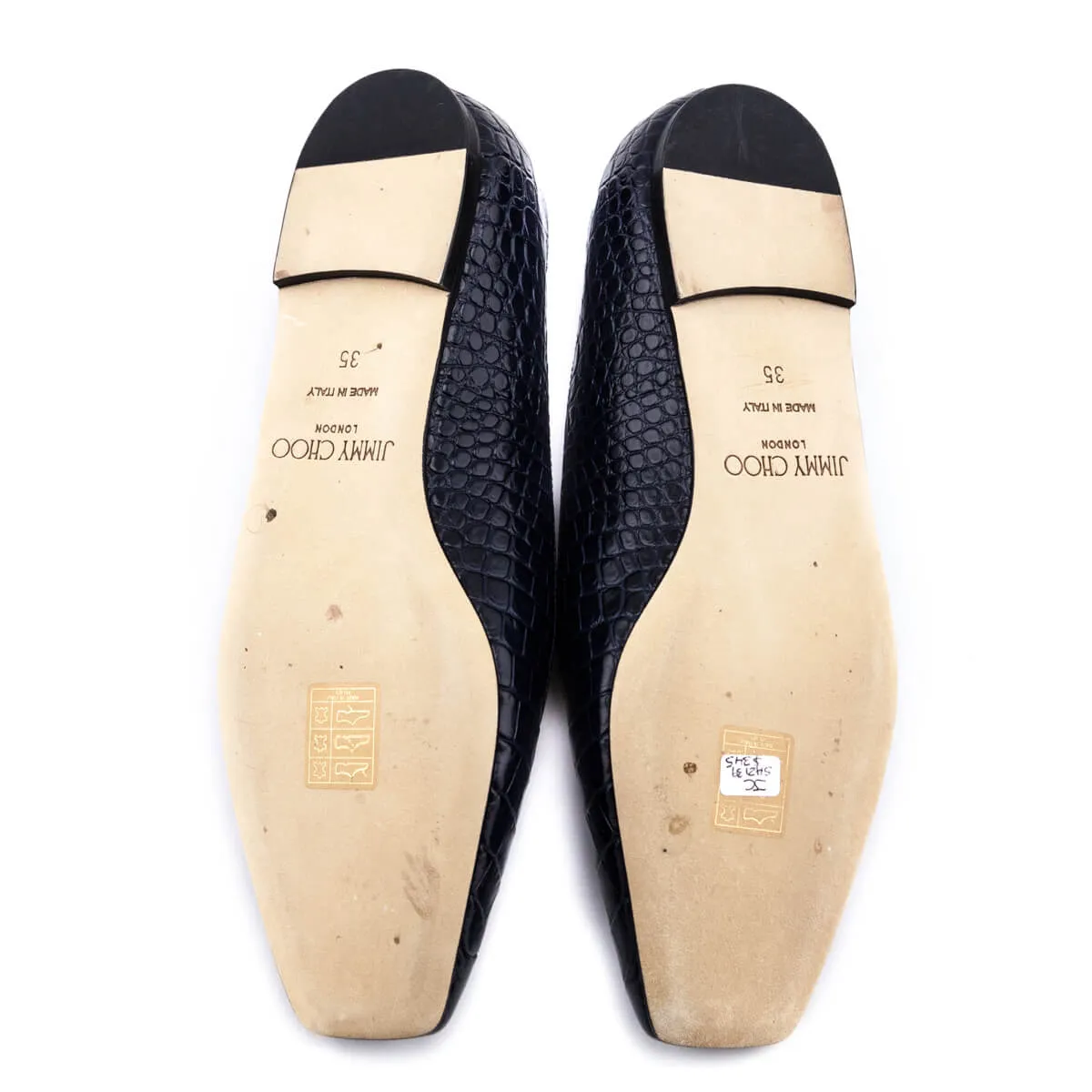 Jimmy Choo Navy Croc Effect Mirele Ballet Flats Size US 5 | EU 35