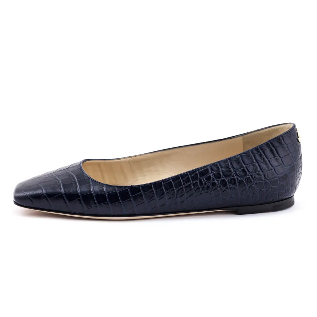 Jimmy Choo Navy Croc Effect Mirele Ballet Flats Size US 5 | EU 35