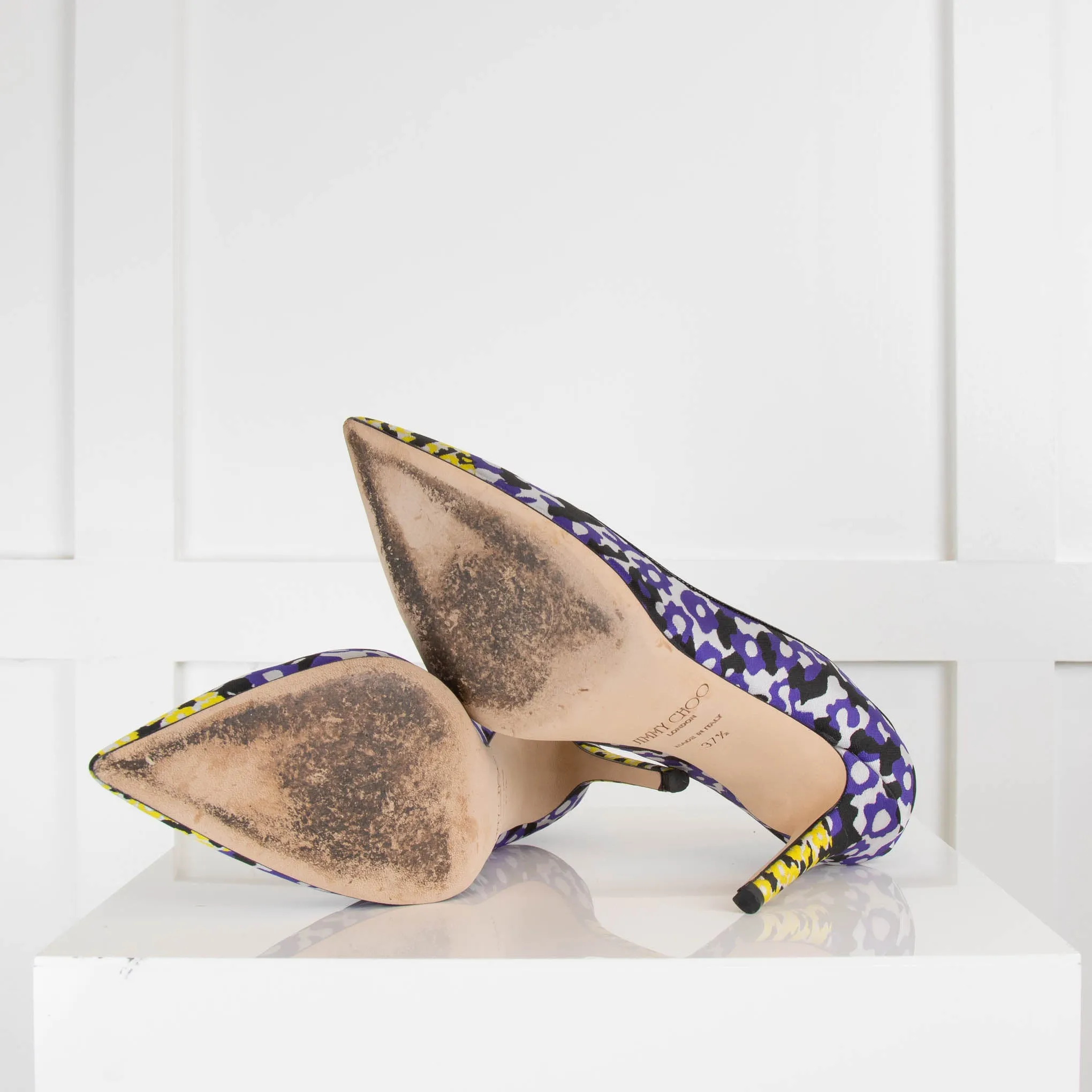 Jimmy Choo Purple & Yellow Animal Print High Heel Shoe
