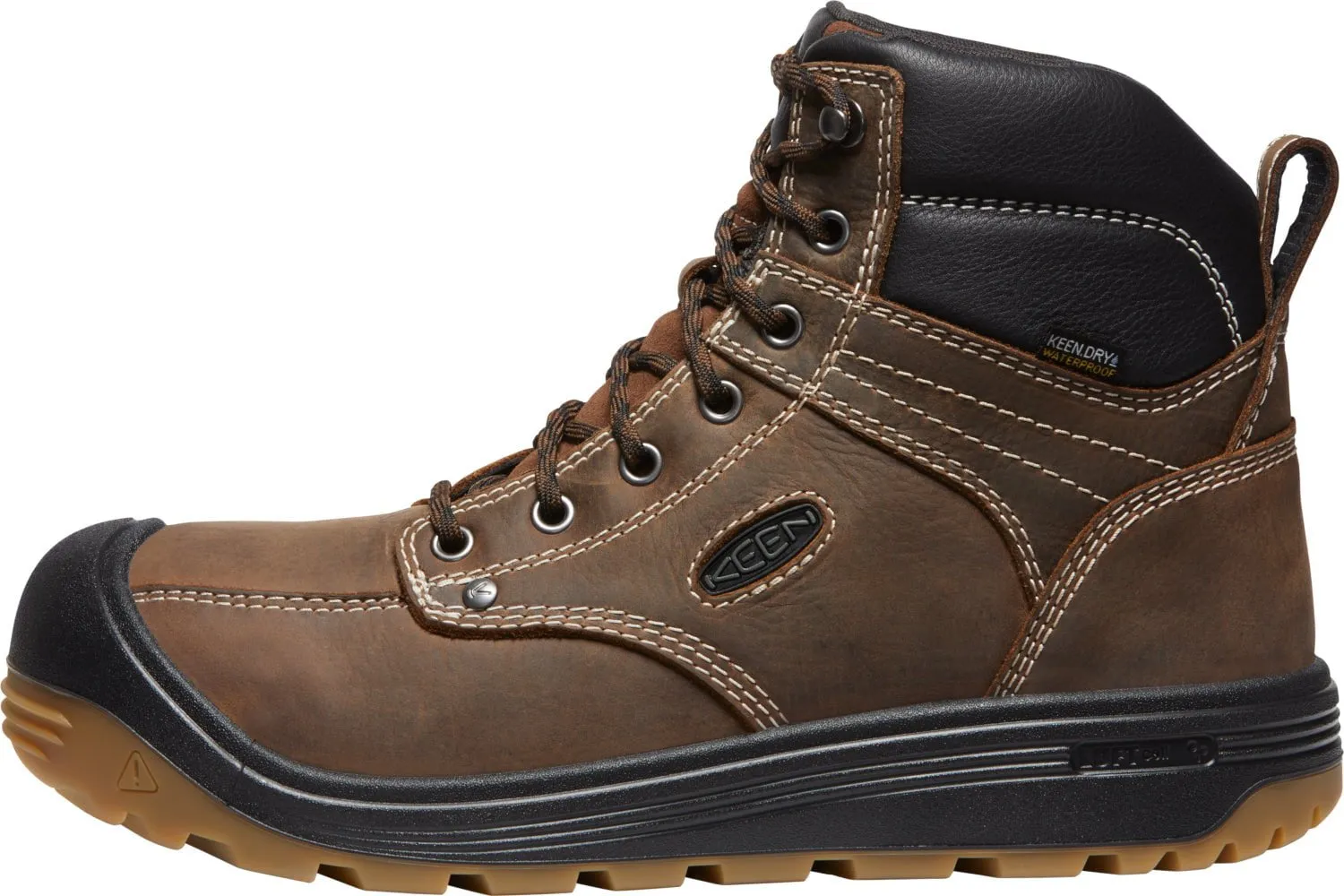 Keen Utility Mens Fort Wayne 6in WP Soft Toe Dark Earth/Gum Leather Work Boots