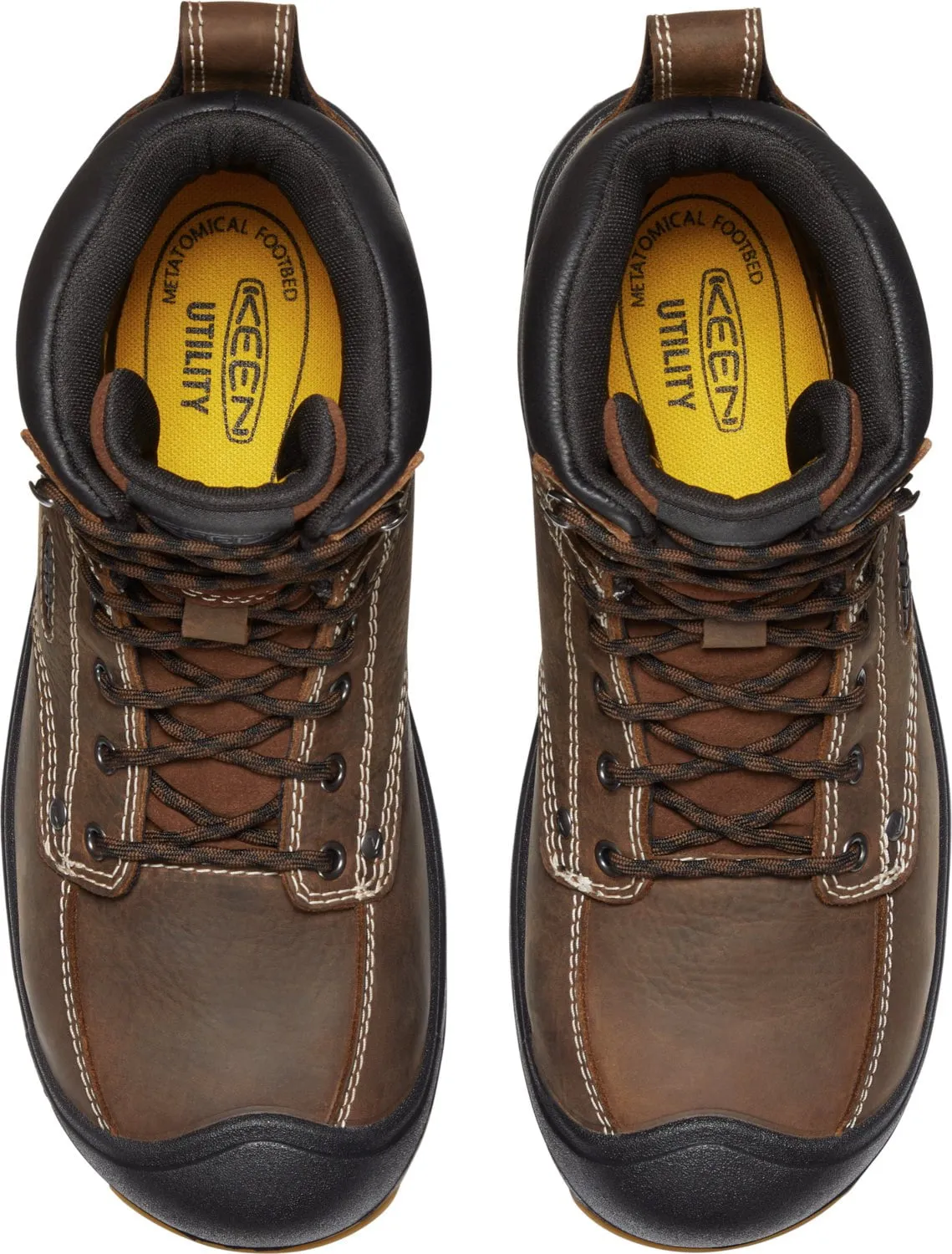 Keen Utility Mens Fort Wayne 6in WP Soft Toe Dark Earth/Gum Leather Work Boots