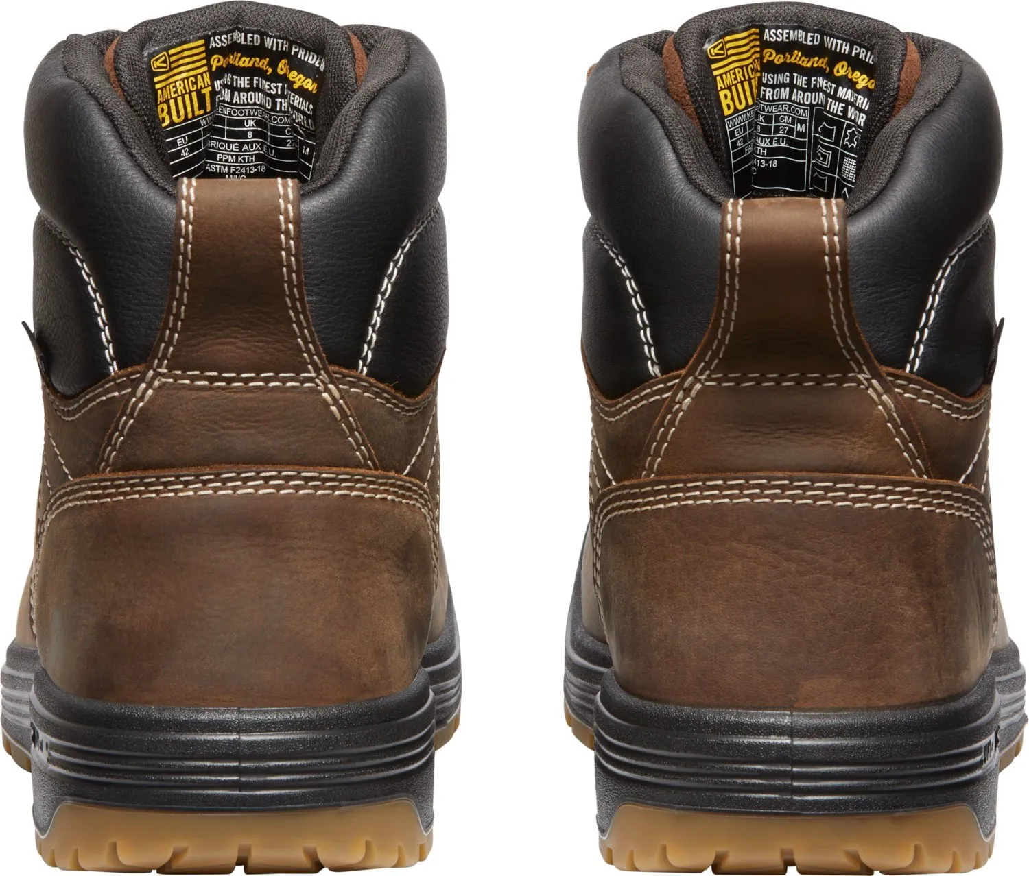 Keen Utility Mens Fort Wayne 6in WP Soft Toe Dark Earth/Gum Leather Work Boots