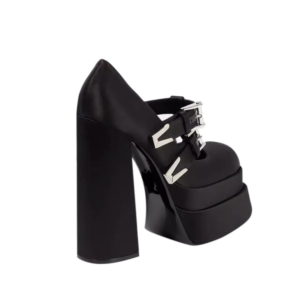 KEISE Buckled Block Heel Platform Pumps