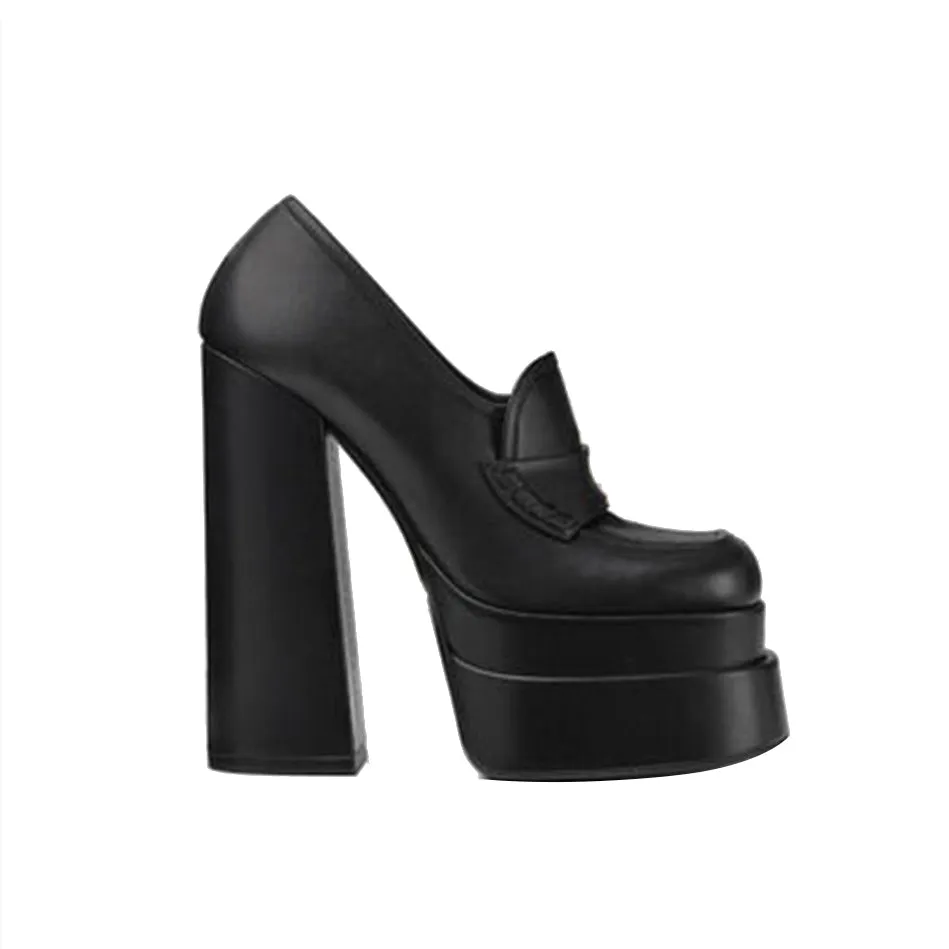 KOPER Block Heel Platform Pumps