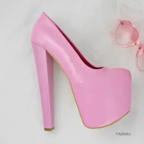 Light Pink Patent Hidden Platform Pumps