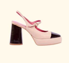 Marco Moreo black and beige platform Mary Jane