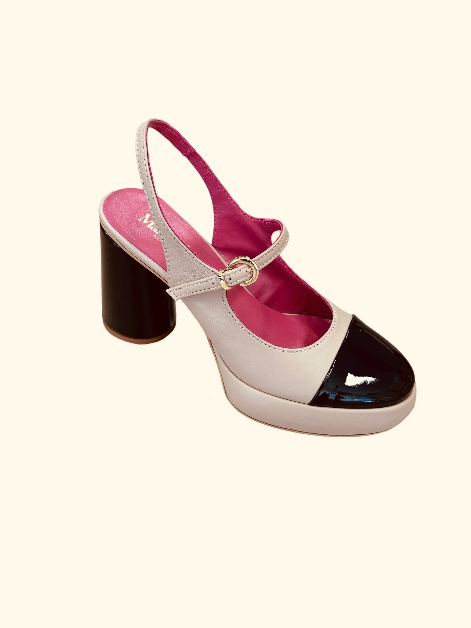 Marco Moreo black and beige platform Mary Jane