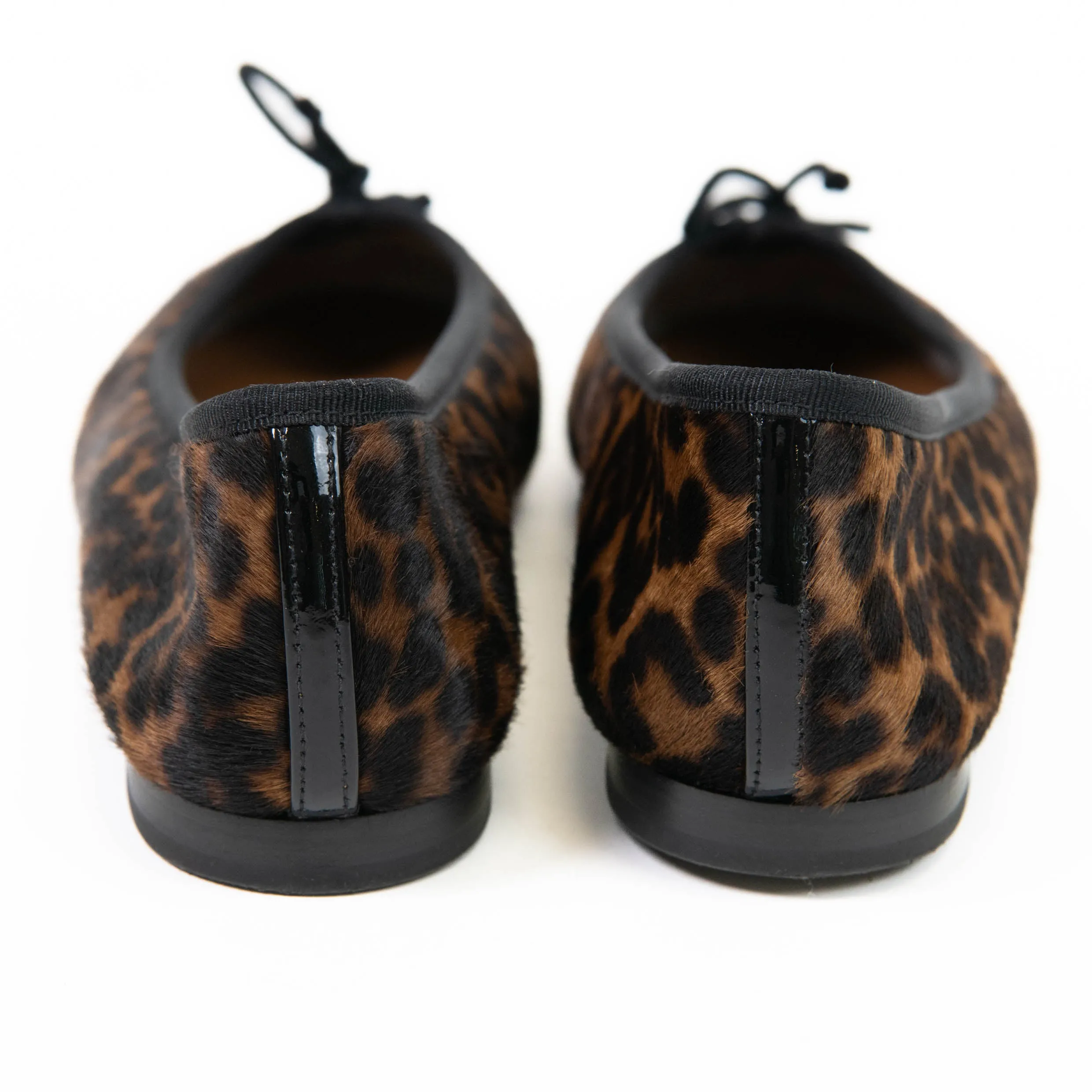 Margaux The Demi Ballet Flats in Cheetah Haircalf Brown Bow Slip On 37