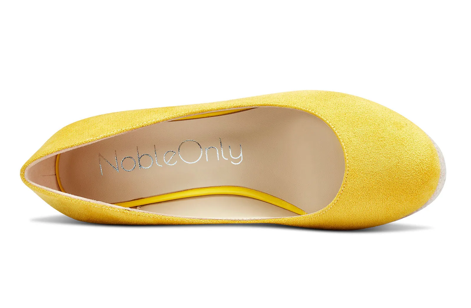 NobleOnly Womens High Heels Platform Wedge Pumps Comfortable Leather Lining Slip-on Office Suede Shoes 10CM Heel