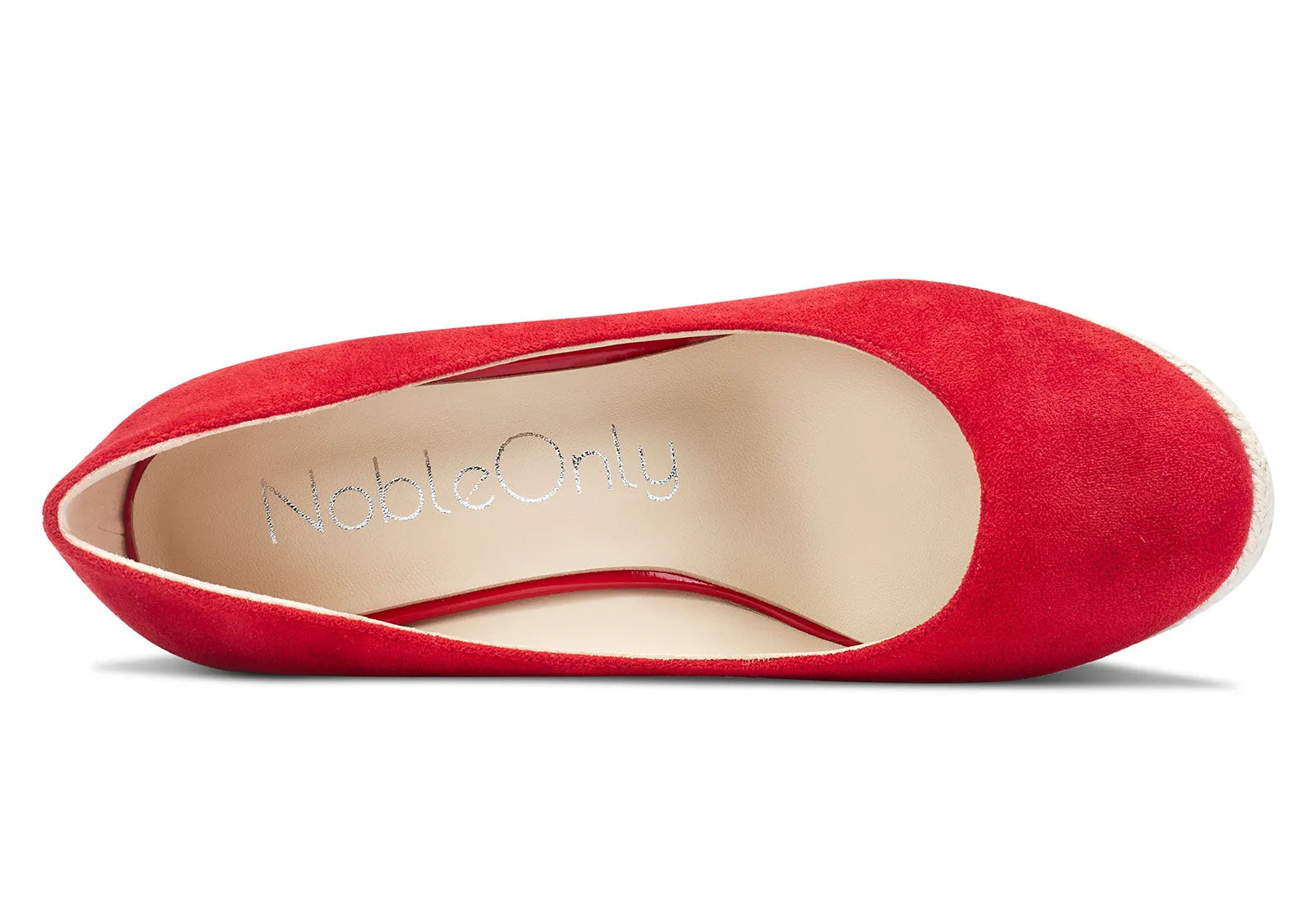 NobleOnly Womens High Heels Platform Wedge Pumps Comfortable Leather Lining Slip-on Office Suede Shoes 10CM Heel