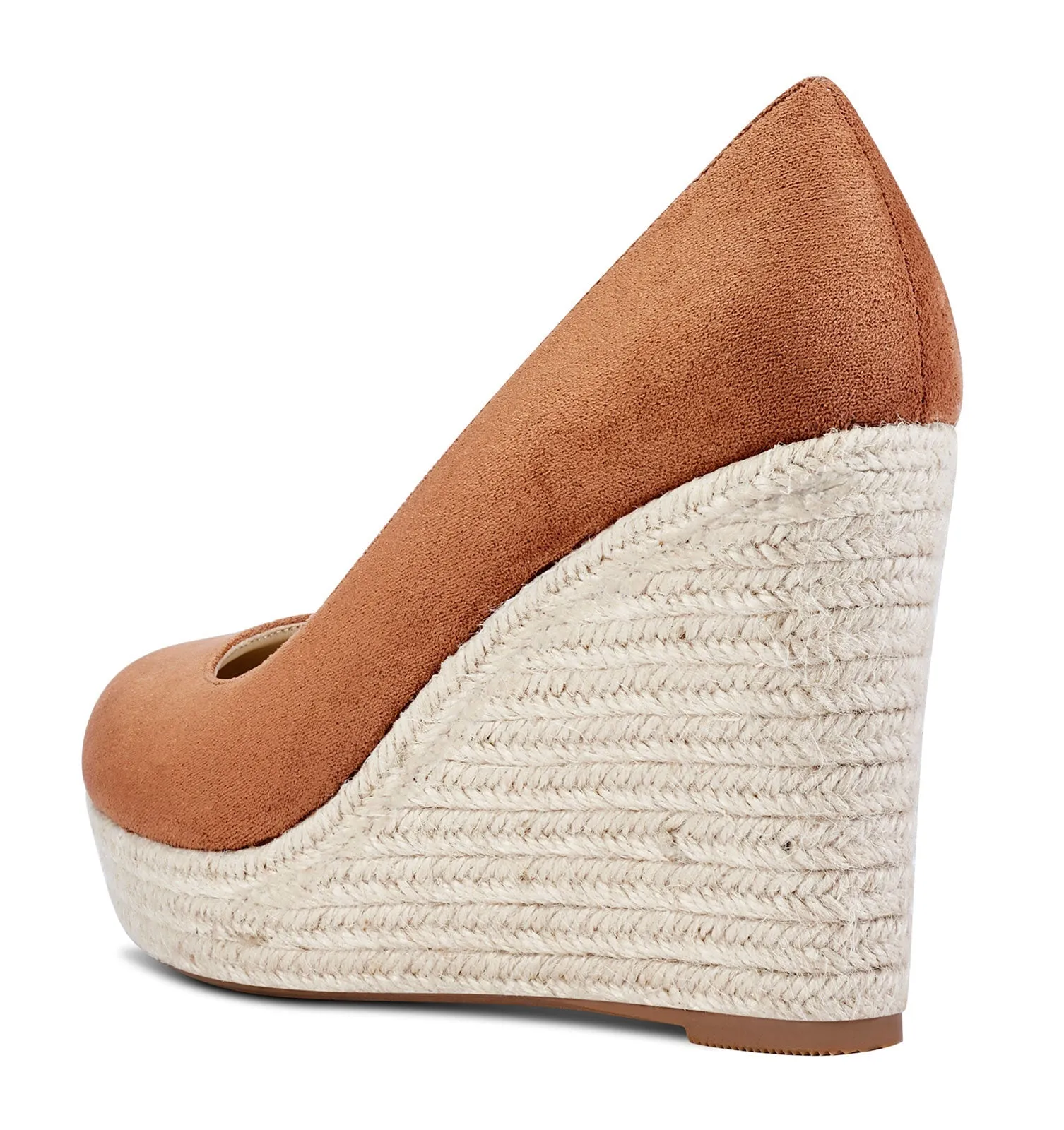 NobleOnly Womens High Heels Platform Wedge Pumps Comfortable Leather Lining Slip-on Office Suede Shoes 10CM Heel