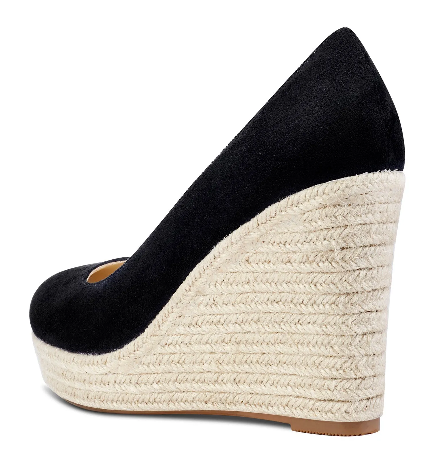 NobleOnly Womens High Heels Platform Wedge Pumps Comfortable Leather Lining Slip-on Office Suede Shoes 10CM Heel