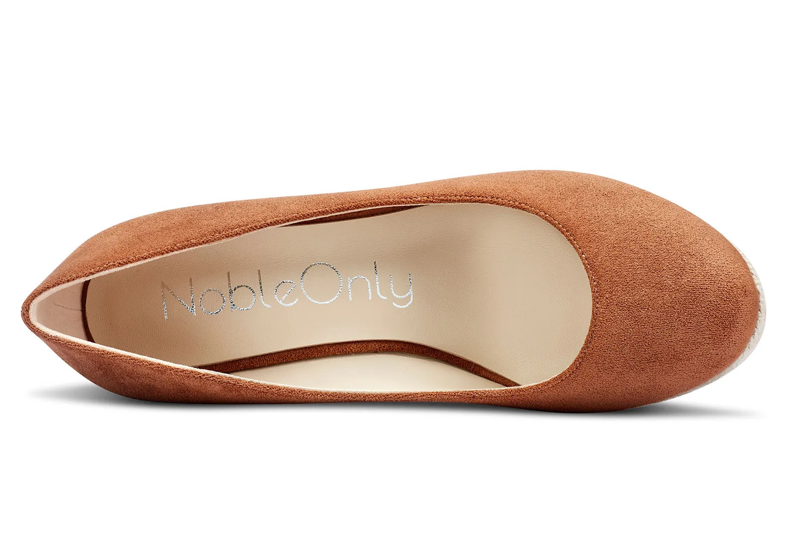 NobleOnly Womens High Heels Platform Wedge Pumps Comfortable Leather Lining Slip-on Office Suede Shoes 10CM Heel