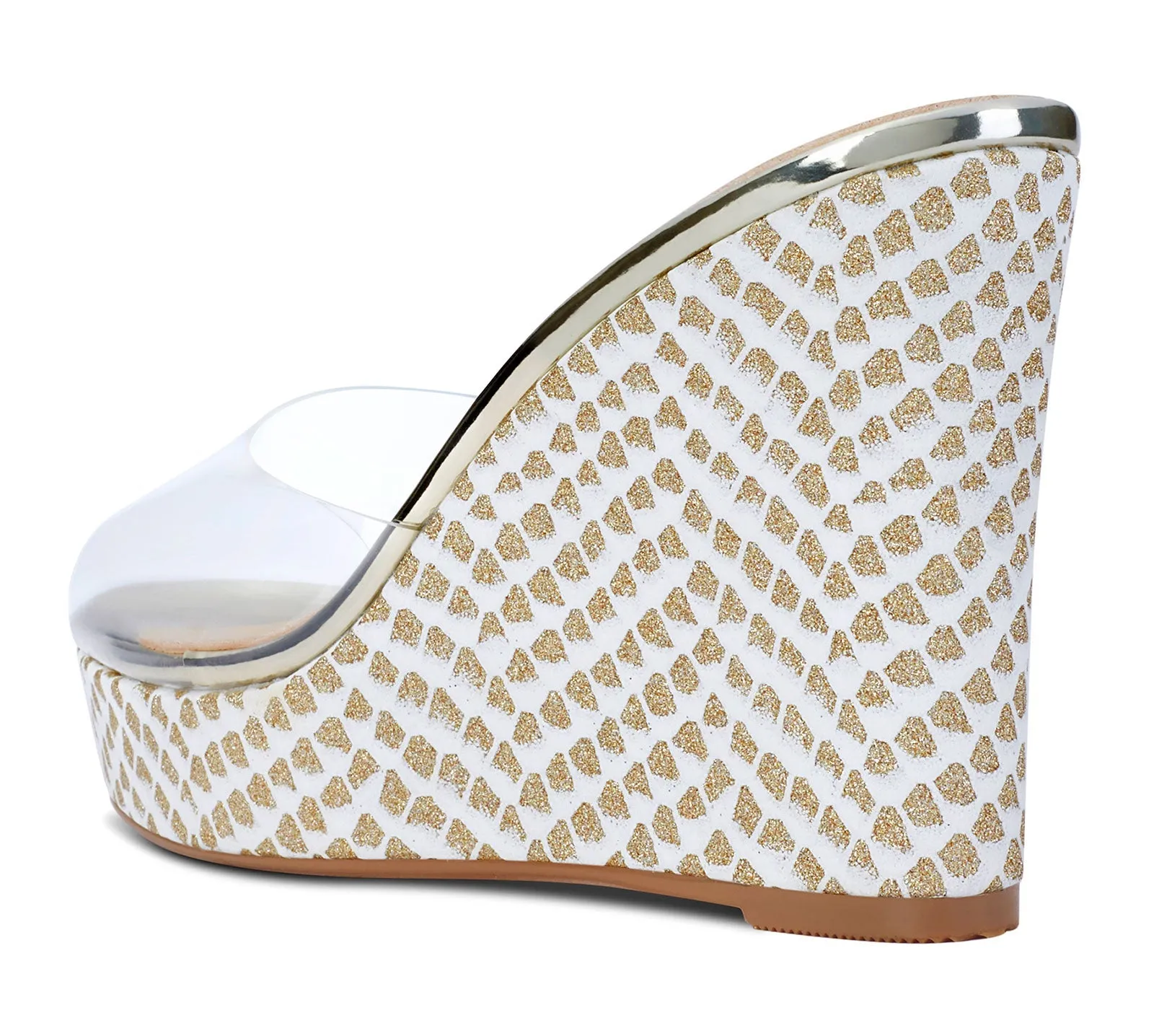 NobleOnly Womens High Heels Platform Wedge Sandals Clear Transparent Comfortable Slippers Leather Lining Slip-on Office Colorfull Shoes 10CM Heel
