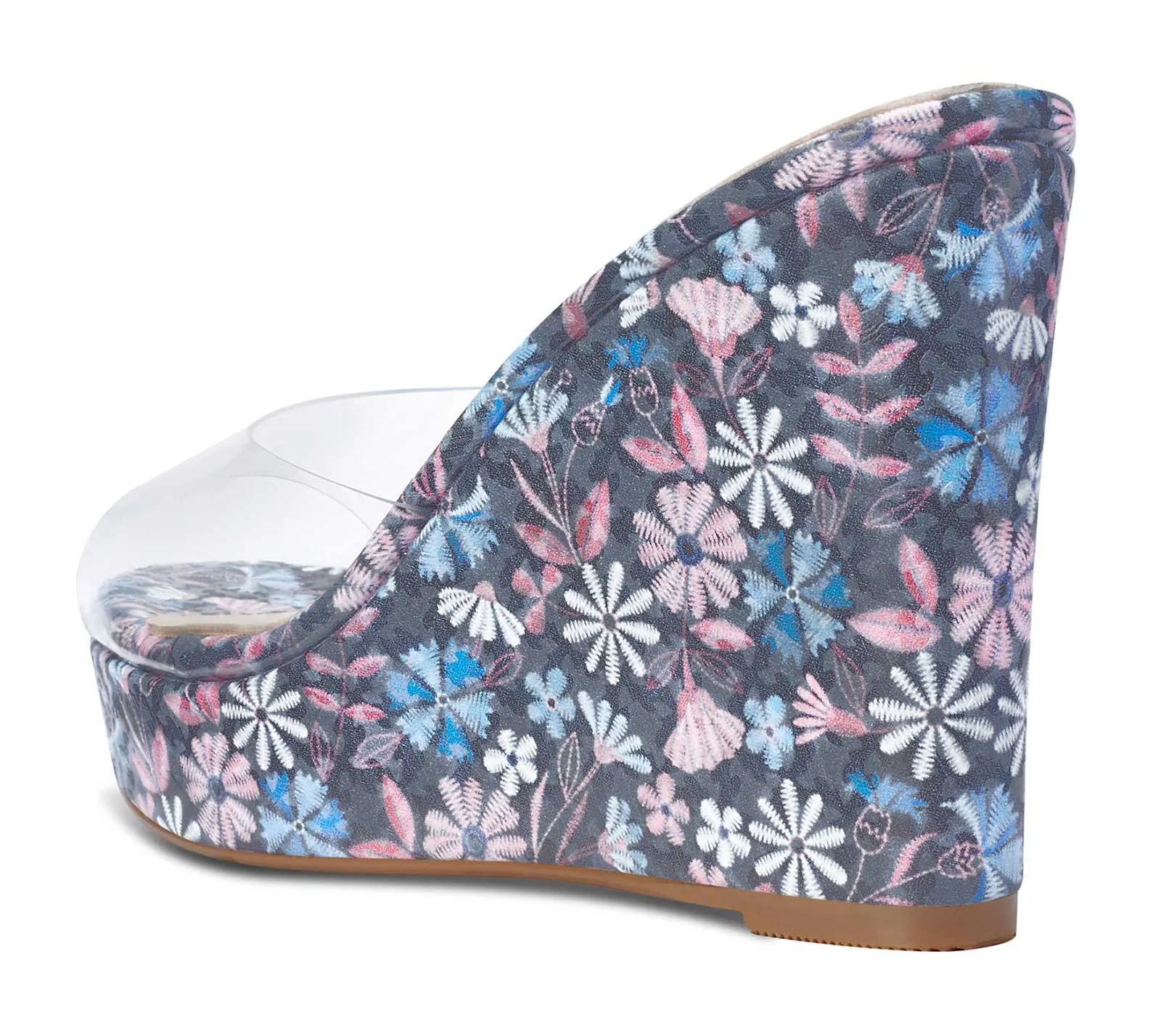 NobleOnly Womens High Heels Platform Wedge Sandals Clear Transparent Comfortable Slippers Leather Lining Slip-on Office Colorfull Shoes 10CM Heel