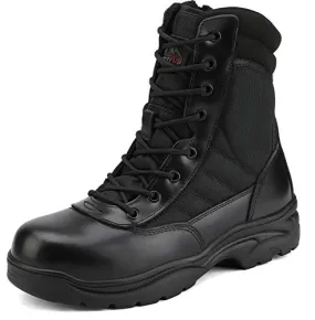 NORTIV 8 Steel Toe Boots for Men Safety Industrial & Construction Military Work Boots Slip Resistant ASTM F2413-18 Black Size 7 M US Trooper-Steel