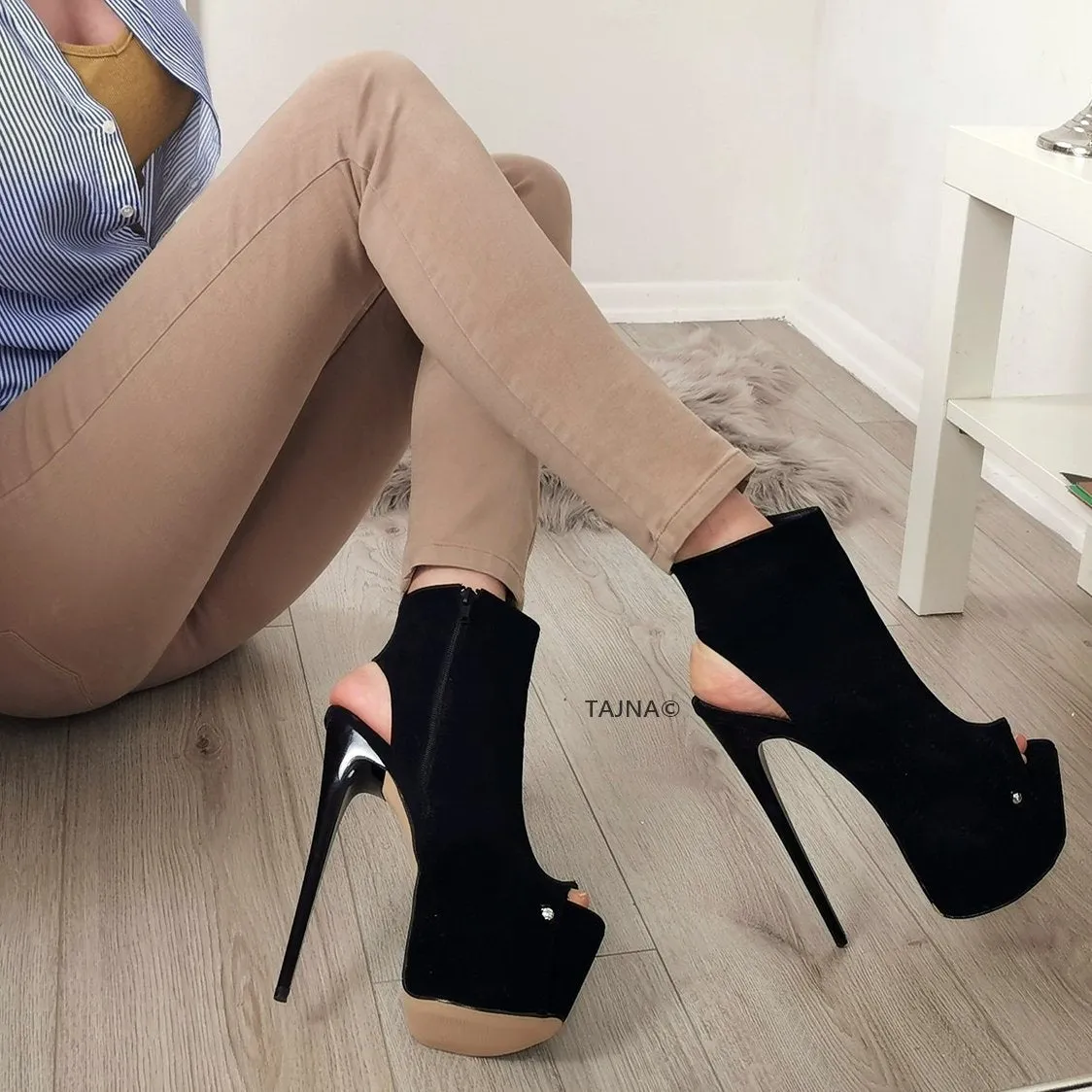 Open Back Black Ankle Booties