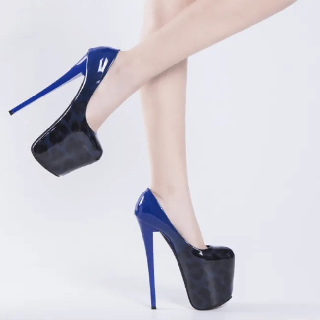 Party Leopard PU Platform Slip On Pumps