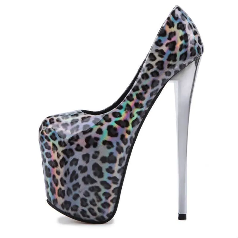 Party Leopard PU Platform Slip On Pumps