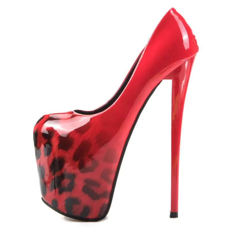 Party Leopard PU Platform Slip On Pumps