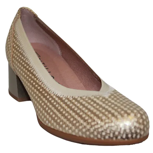 Pitillos Block Heeled Pumps- 5090 - Gold