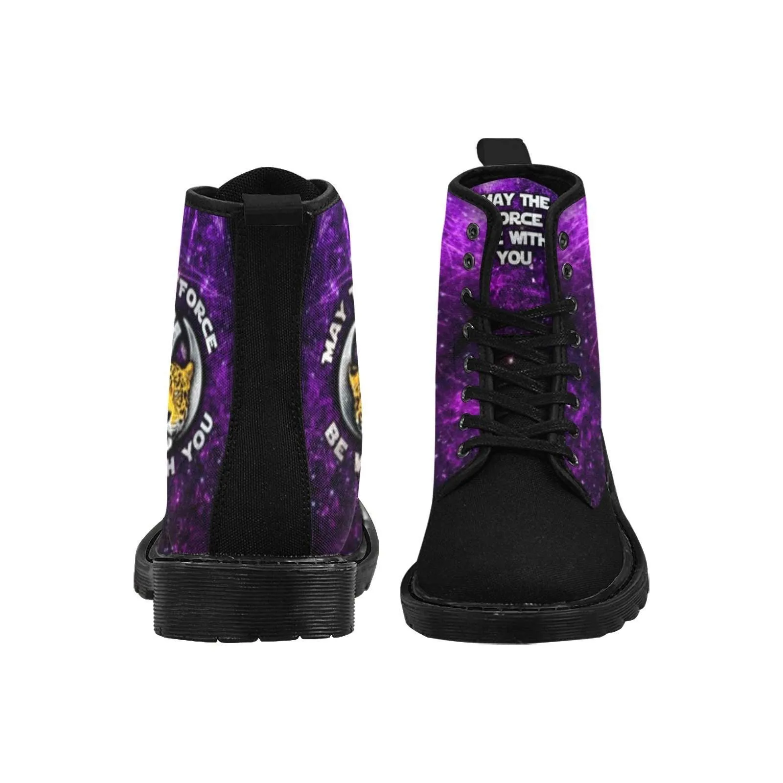 Rebel Leopard 7 Eye Lace up Canvas Combat Boots
