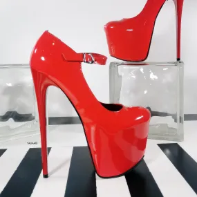 Red Gloss Modern Mary Jane High Heels