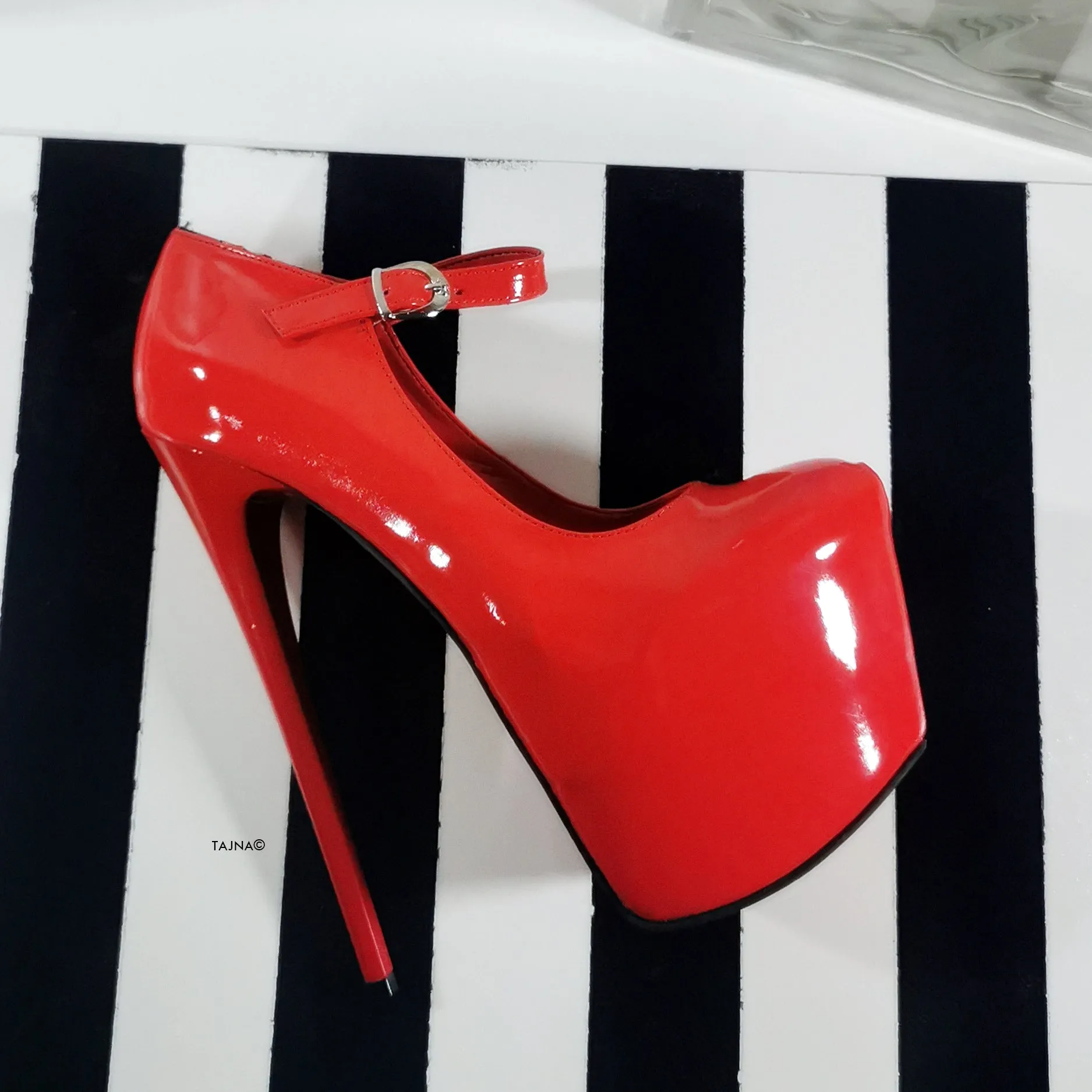 Red Gloss Modern Mary Jane High Heels