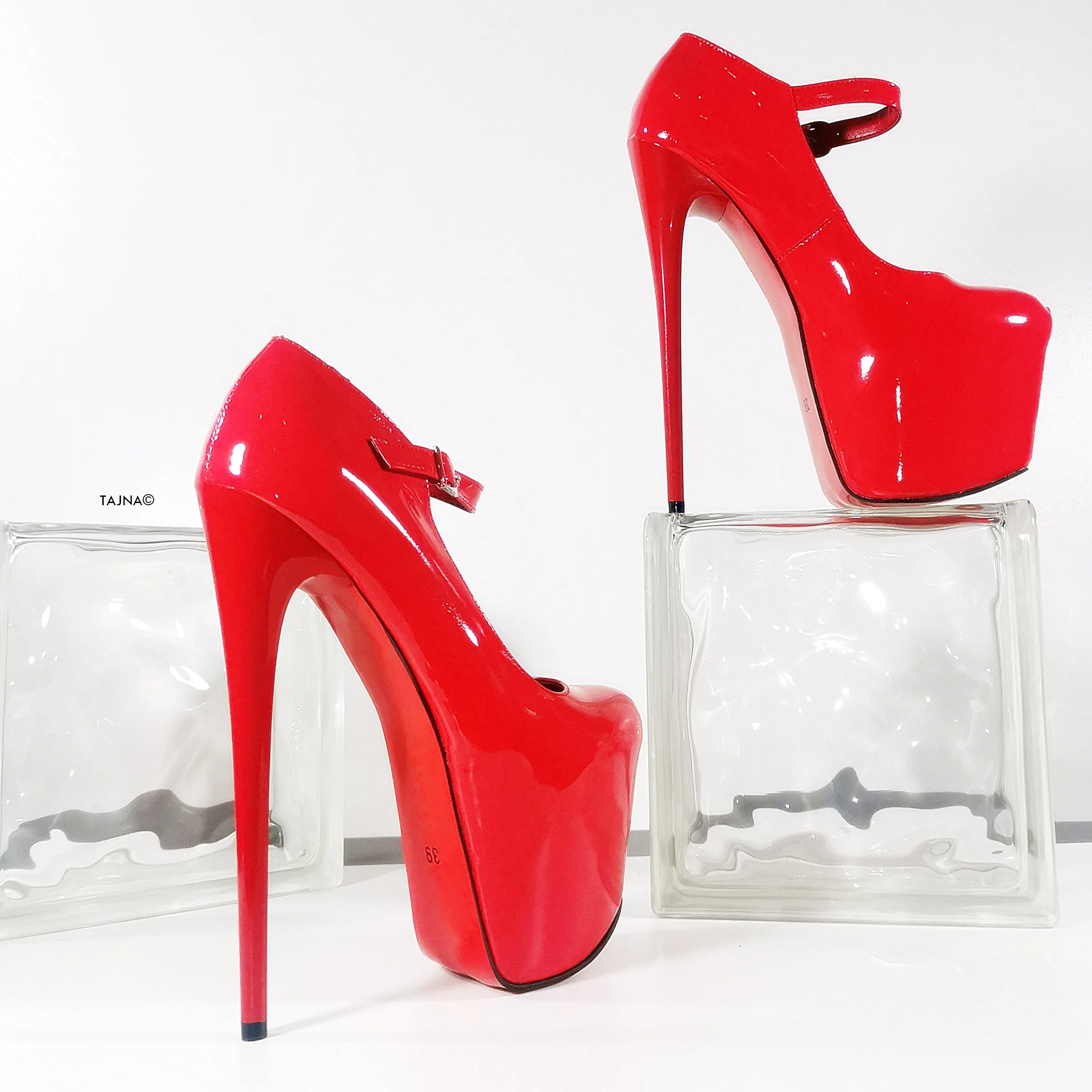 Red Gloss Modern Mary Jane High Heels
