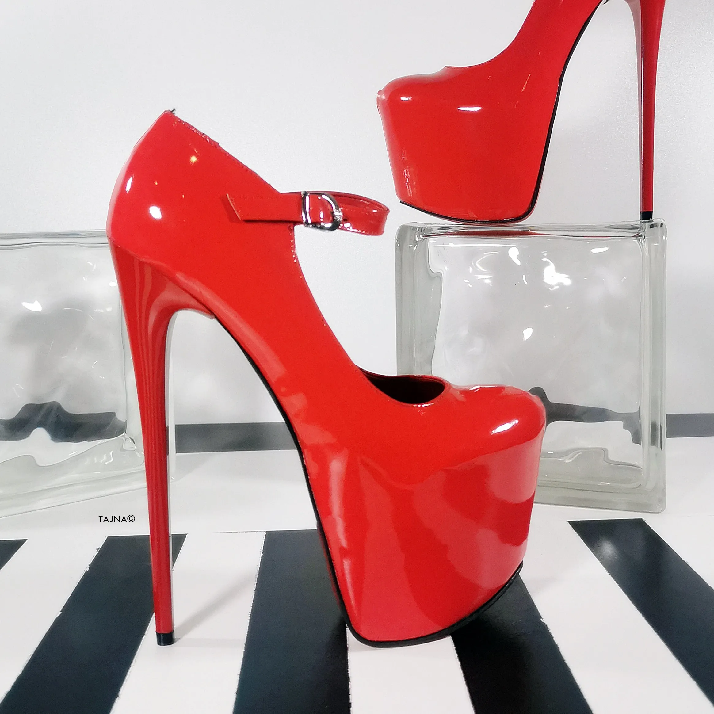 Red Gloss Modern Mary Jane High Heels