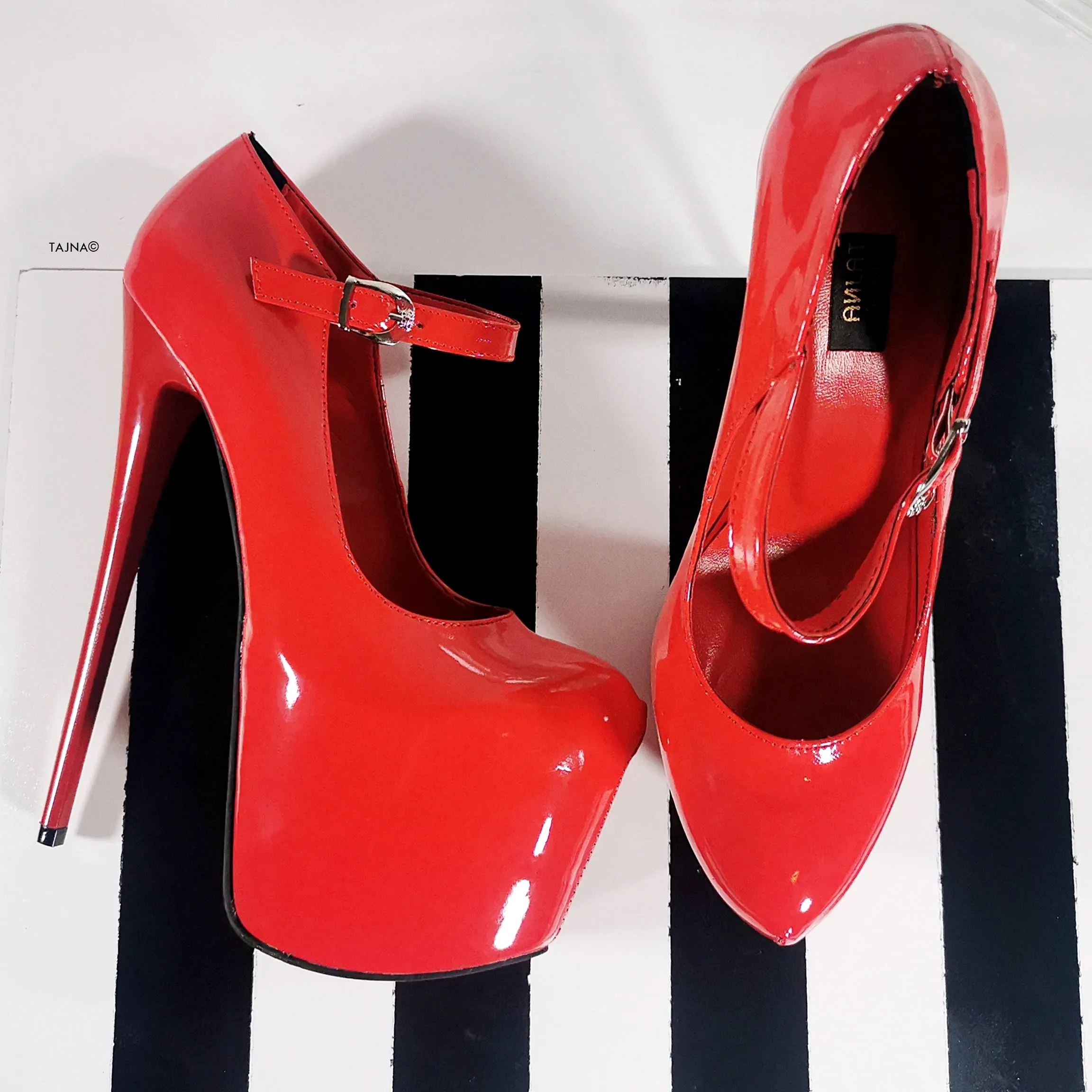 Red Gloss Modern Mary Jane High Heels