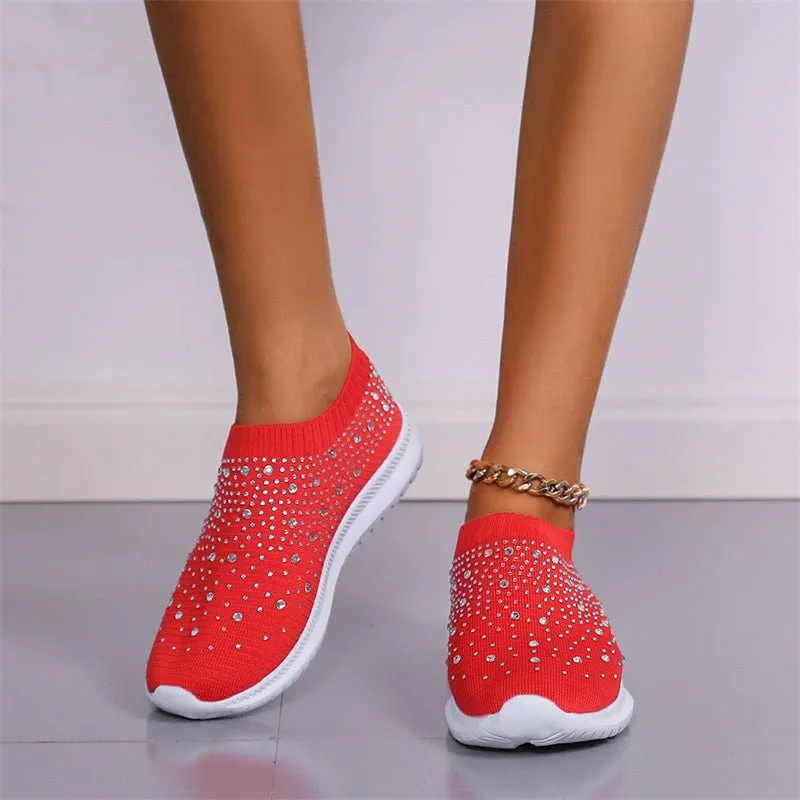 Rhinestone Breathable Slip-on Shoes for Women