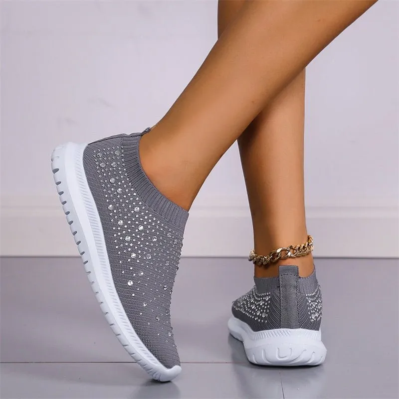 Rhinestone Breathable Slip-on Shoes for Women