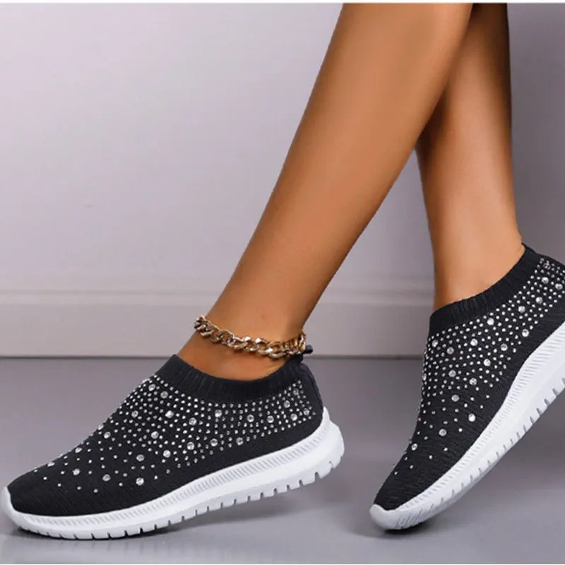 Rhinestone Breathable Slip-on Shoes for Women