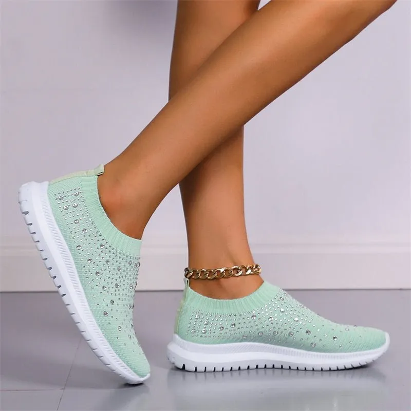 Rhinestone Breathable Slip-on Shoes for Women