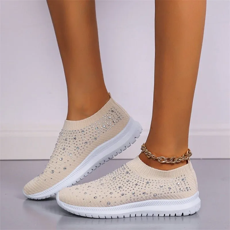 Rhinestone Breathable Slip-on Shoes for Women
