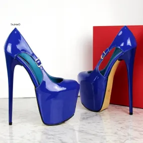 Saxe Blue Patent High Heels