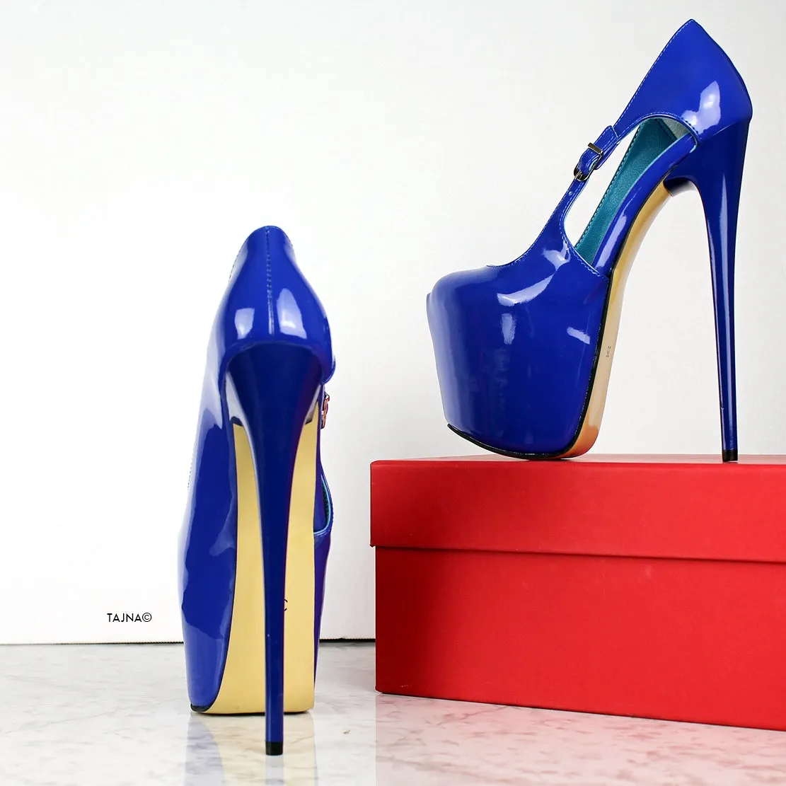 Saxe Blue Patent High Heels