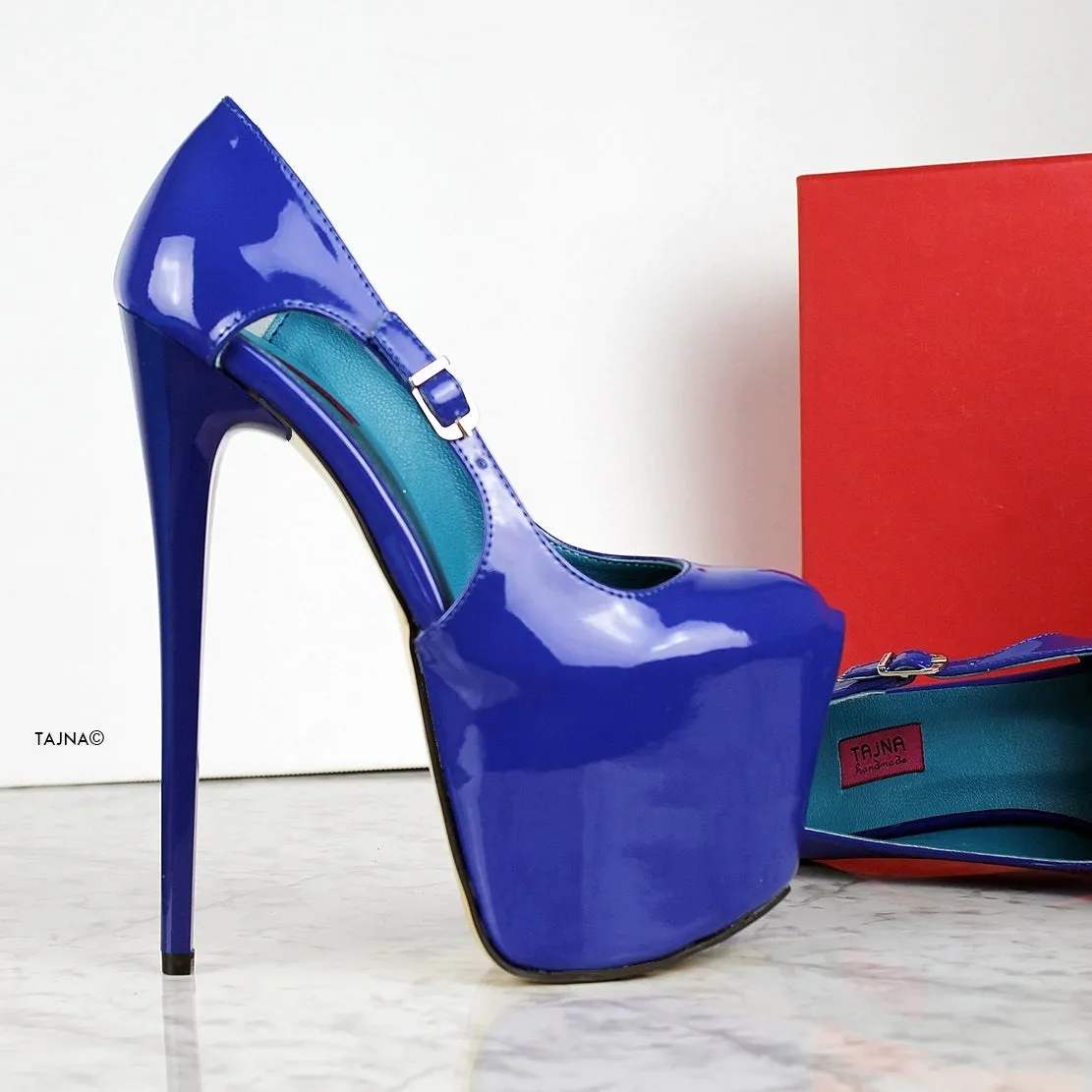 Saxe Blue Patent High Heels
