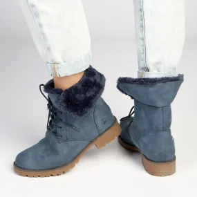 Soft Style by Hush Puppy Samira Fur Collar Boots - Navy